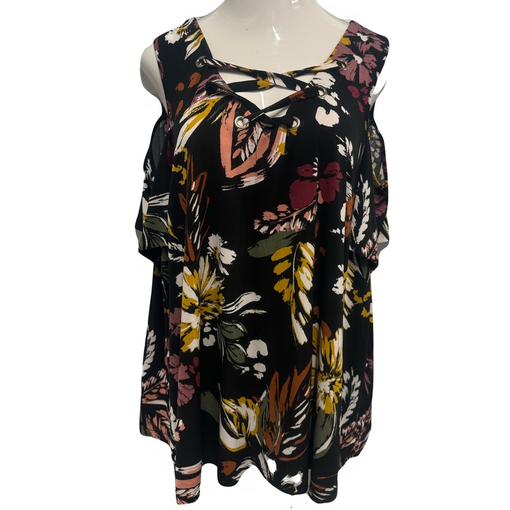 Avenue Cold Shoulder Multi-Color Top Size 22/24